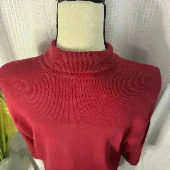 Chicos Women’s 2 US L Christmas Red Blouse Turtleneck Long Sleeve Tunic Top - Picture 8 of 13